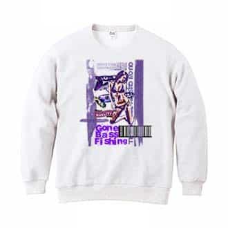 【トレーナー】Gone Bass Fishing ローライダーポスター風　パープル 8.4oz Cotton:100%