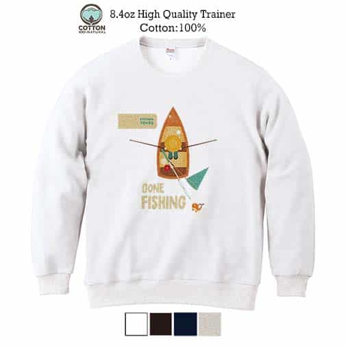 【トレーナー】ボート釣りに行く!　GONE FISHING 8.4oz Cotton:100%