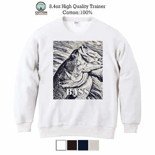 【トレーナー】ブラックバス ハンドランディング モノトーン 8.4oz Cotton:100%
