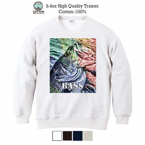 【トレーナー】ブラックバス　ハンドランディング　カラフル 8.4oz Cotton:100%