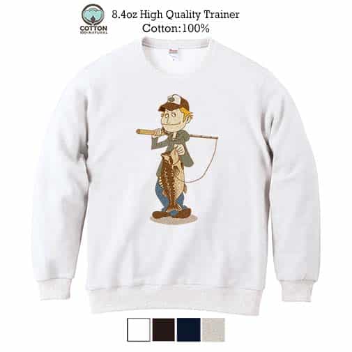 【トレーナー】釣りボーイ　イラスト 8.4oz Cotton:100%
