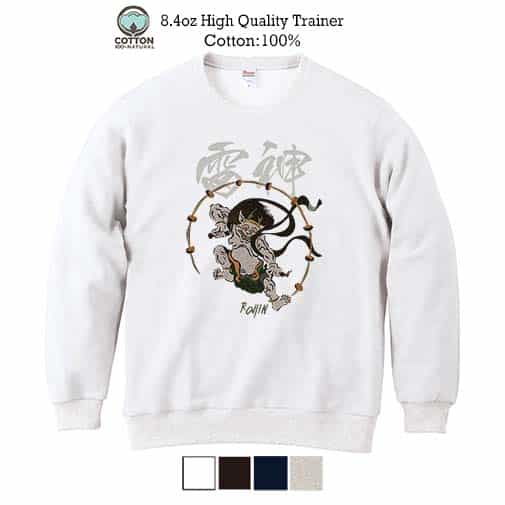 【トレーナー】浮世絵　雷神 8.4oz Cotton:100%