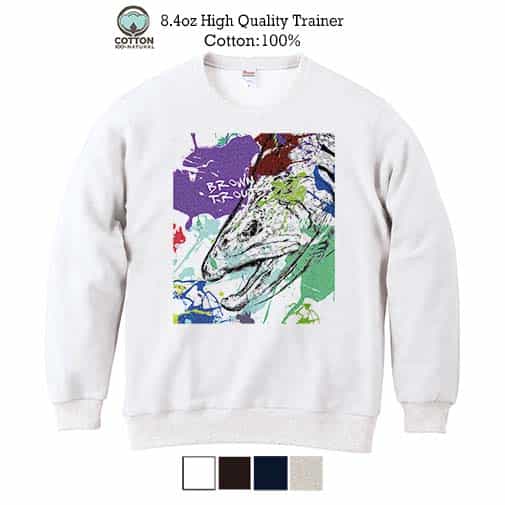 【トレーナー】ブラウントラウト ペンキペイント 8.4oz Cotton:100%