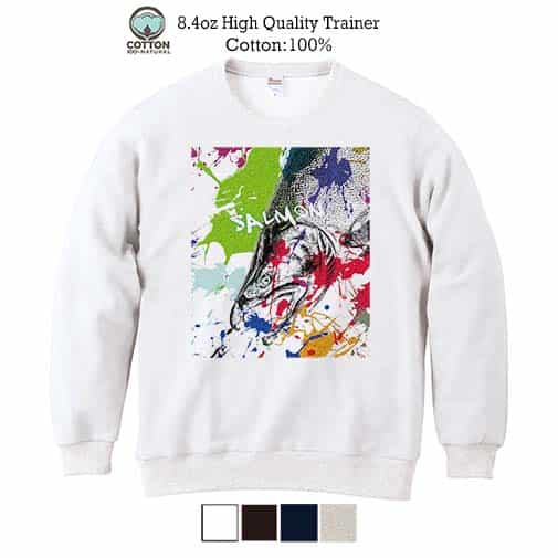 【トレーナー】サケ　ペンキペイント 8.4oz Cotton:100%