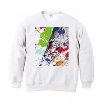 【トレーナー】サケ　ペンキペイント 8.4oz Cotton:100%