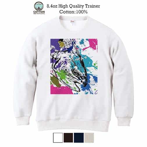 【トレーナー】ニジマス(スチールヘッド)　ペンキペイント 8.4oz Cotton:100%