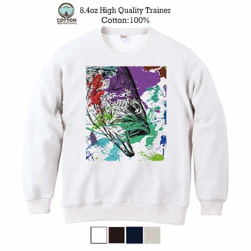 【トレーナー】ブラックバス2　ペンキペイント 8.4oz Cotton:100%