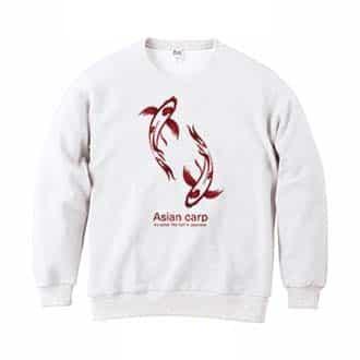 【トレーナー】錦鯉　紅白　Koi Fish　ホワイト 8.4oz Cotton:100%