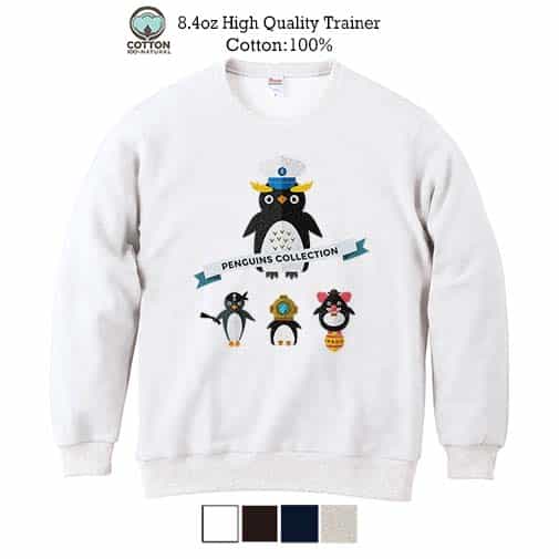 【トレーナー】コミカルなペンギンたち 8.4oz Cotton:100%