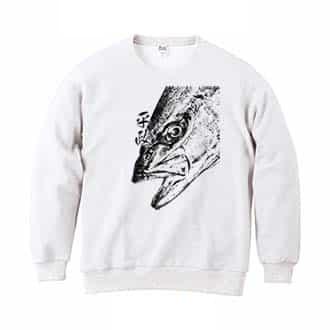 【トレーナー】平政(ヒラマサ)墨絵風　白 8.4oz Cotton:100%