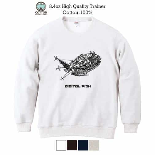 【トレーナー】デジタル　フィッシュ 8.4oz Cotton:100%