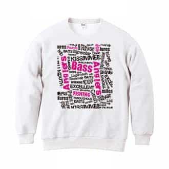 【トレーナー】BASS テキストデザイン　ショッキングピンク 8.4oz Cotton:100%