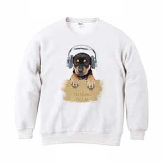 【トレーナー】子犬だってNo Music No Life 8.4oz Cotton:100%