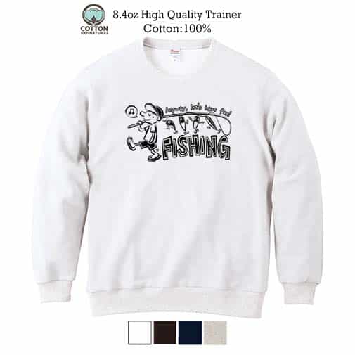 【トレーナー】【釣りざんまい】釣りをとにかく楽しもう!_モノクロ 8.4oz Cotton:100%