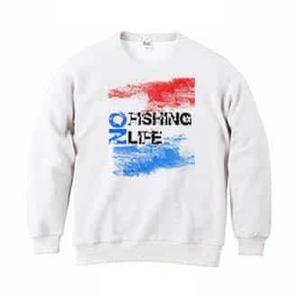 【トレーナー】No Fishing No Life レッド&ブルー 8.4oz Cotton:100%