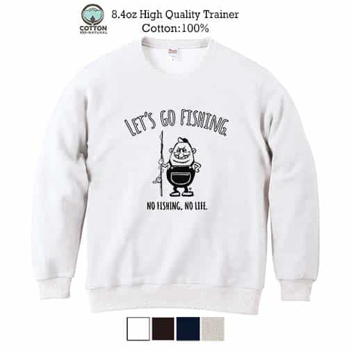 【トレーナー】【釣りざんまい】レッツゴーフィッシング ポッチャリアングラー 8.4oz Cotton:100%