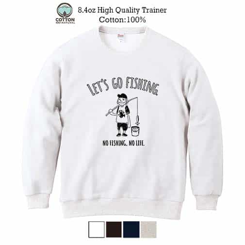 【トレーナー】【釣りざんまい】レッツゴーフィッシング バケツとアングラー 8.4oz Cotton:100%