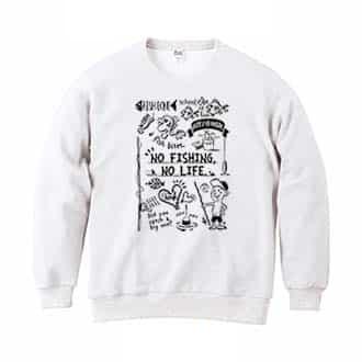 【トレーナー】【釣りざんまい】釣りが好きなんです_モノクロ 8.4oz Cotton:100%