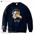 【トレーナー】ブルドックだってNo Music No Life 8.4oz Cotton:100%