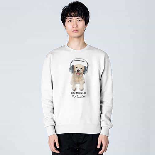 【トレーナー】レトリバーだってNo Music No Life 8.4oz Cotton:100%