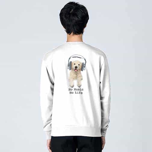 【トレーナー】レトリバーだってNo Music No Life 8.4oz Cotton:100%