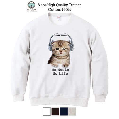 【トレーナー】スコティシュだってNo Music No Life 8.4oz Cotton:100%