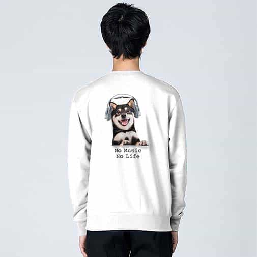 【トレーナー】黒柴だってNo Music No Life 8.4oz Cotton:100%