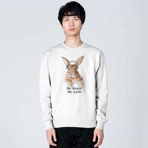 【トレーナー】ウサギだってNo Music No Life 8.4oz Cotton:100%