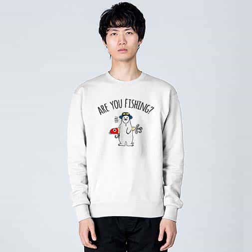 【トレーナー】【釣りざんまい】ルアーとシロクマさん 8.4oz Cotton:100%