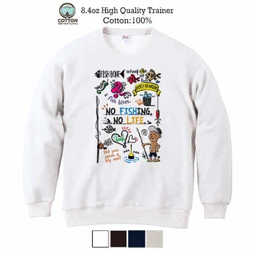 【トレーナー】【釣りざんまい】釣りが好きなんです_カラフル 8.4oz Cotton:100%