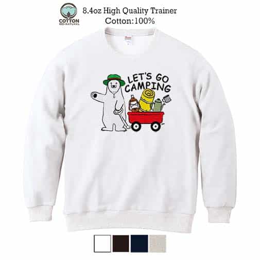 【トレーナー】キャンプに行くシロクマさん(wakat) 8.4oz Cotton:100%