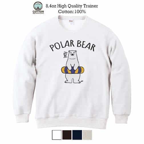 【トレーナー】シロクマさんと浮き輪(wakat) 8.4oz Cotton:100%