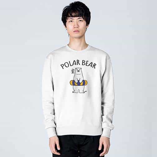 【トレーナー】シロクマさんと浮き輪(wakat) 8.4oz Cotton:100%