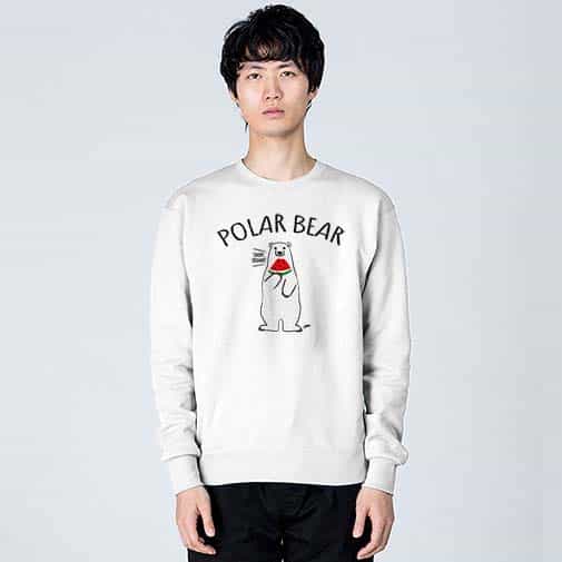 【トレーナー】シロクマさんとスイカ(wakat) 8.4oz Cotton:100%