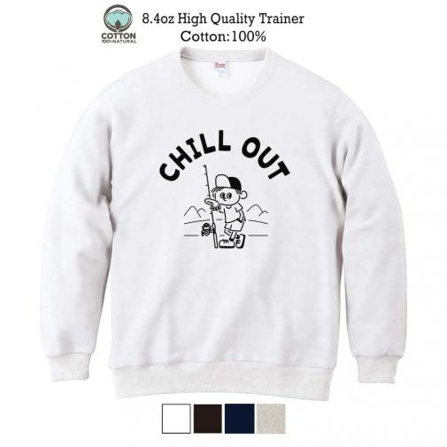 【トレーナー】【釣りざんまい】のんびり釣りしよう 8.4oz Cotton:100%