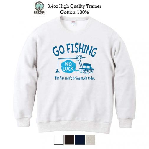 【トレーナー】【釣りざんまい】ユニークな釣りするアングラー_ブルー 8.4oz Cotton:100%