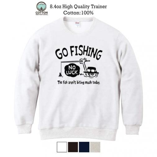 【トレーナー】【釣りざんまい】ユニークな釣りするアングラー_ブラック 8.4oz Cotton:100%