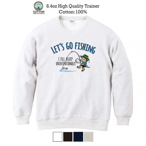 【トレーナー】【釣りざんまい】レッツゴーフィッシング ウトウトアングラー_カラフル 8.4oz Cotton:100%