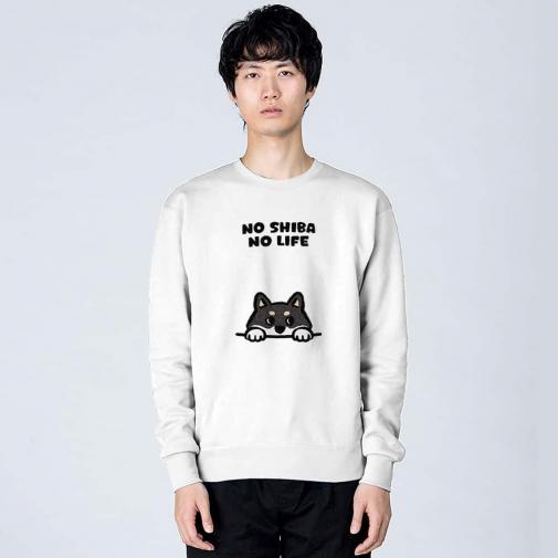 【トレーナー】何か気になる柴犬_黒柴(wakat) 8.4oz Cotton:100%