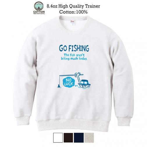 【トレーナー】【釣りざんまい】ユニークな釣り_ブルー  8.4oz Cotton:100%