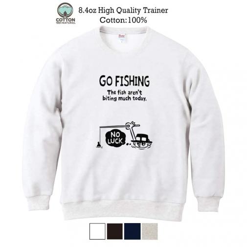 【トレーナー】【釣りざんまい】ユニークな釣り_ブラック  8.4oz Cotton:100%
