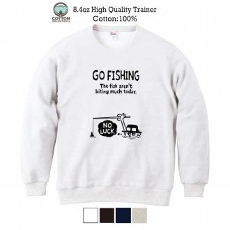 【トレーナー】【釣りざんまい】ユニークな釣り_ブラック  8.4oz Cotton:100%