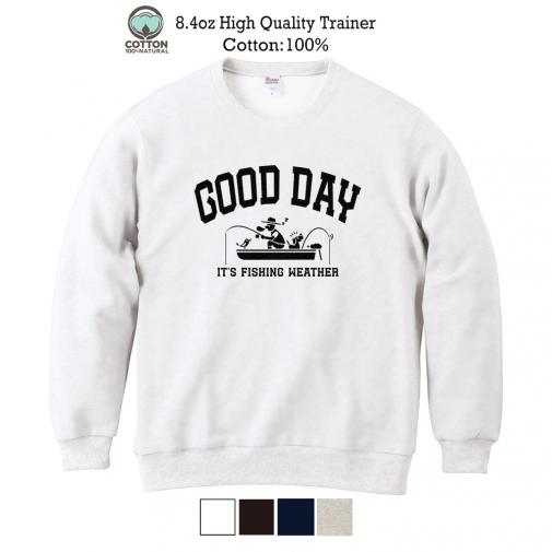 【トレーナー】【釣りざんまい】ウトウトボートフィッシング  8.4oz Cotton:100%