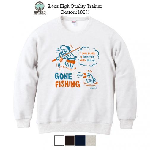【トレーナー】【釣りざんまい】釣り人と魚の遭遇_NB  8.4oz Cotton:100%