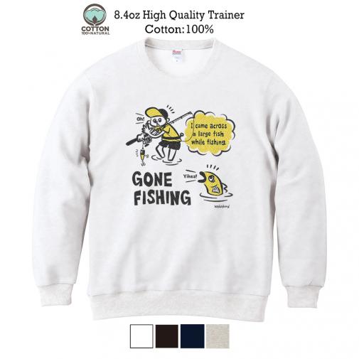 【トレーナー】【釣りざんまい】釣り人と魚の遭遇_DG  8.4oz Cotton:100%