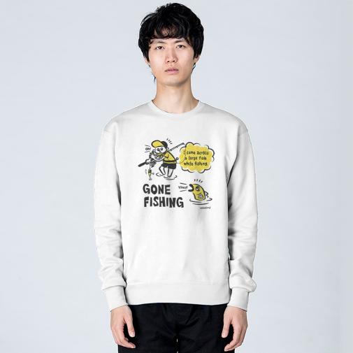 【トレーナー】【釣りざんまい】釣り人と魚の遭遇_DG  8.4oz Cotton:100%