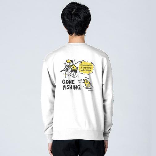 【トレーナー】【釣りざんまい】釣り人と魚の遭遇_DG  8.4oz Cotton:100%